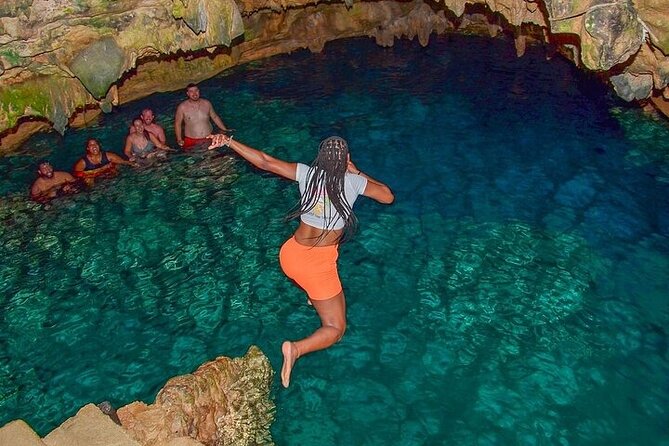 Half-Day 4x4 ATV Adventure: Macao Beach, cenote & Local Flavors - Los Hoyos del Salado cenote: what the 25-foot-deep water cave stop feels like