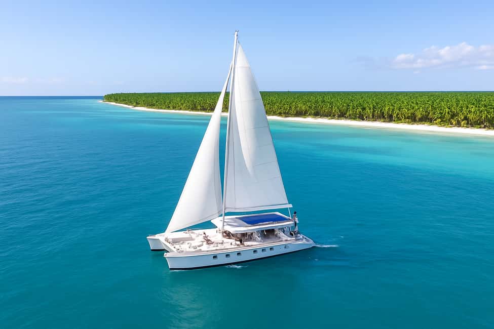 Saona Exclusive Catamaran – Small Group Experience - The catamaran setup: shade, restrooms, and a good spot to watch the sea