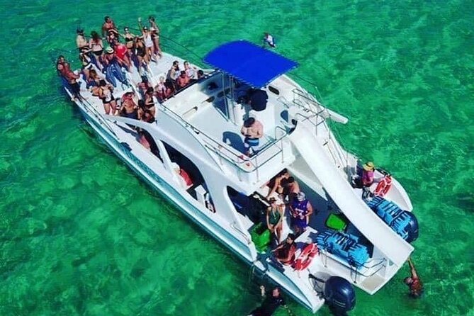 VIP Private Booze Cruise with Live Dj and BBQ in Punta Cana - Dolphin Island Front View: Quick Scenery Between Swims